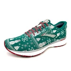 Womens Brooks Revel 3 Christmas Green Red White Silver Sz 9 Running Shoes